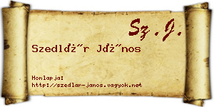 Szedlár János névjegykártya