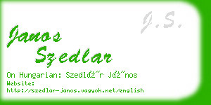 janos szedlar business card